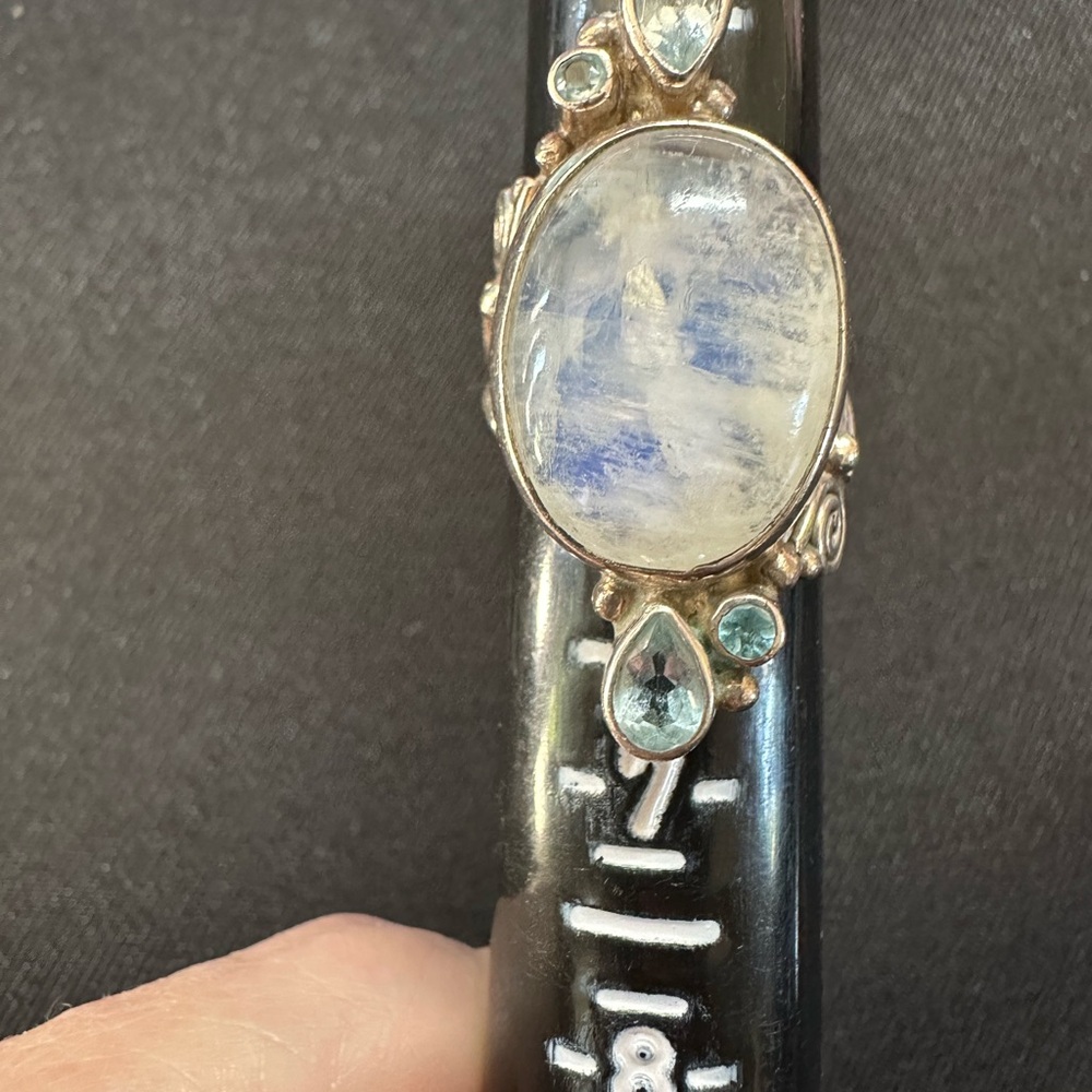 Sterling Silver Moonstone and Blue Topaz Ring